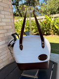 Urban Rustic Handmade – White Alligator-Embossed Bowler Bag