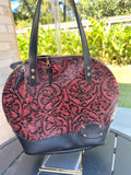Urban Rustic Handmade – Black and Red Embossed Leather Bowler Bag