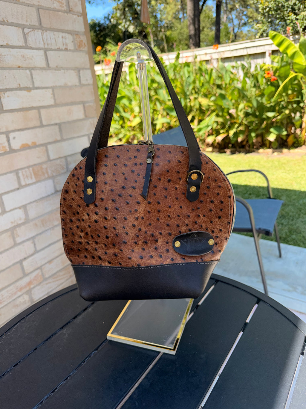 Urban Rustic Handmade – Ostrich-Embossed Bowler Bag