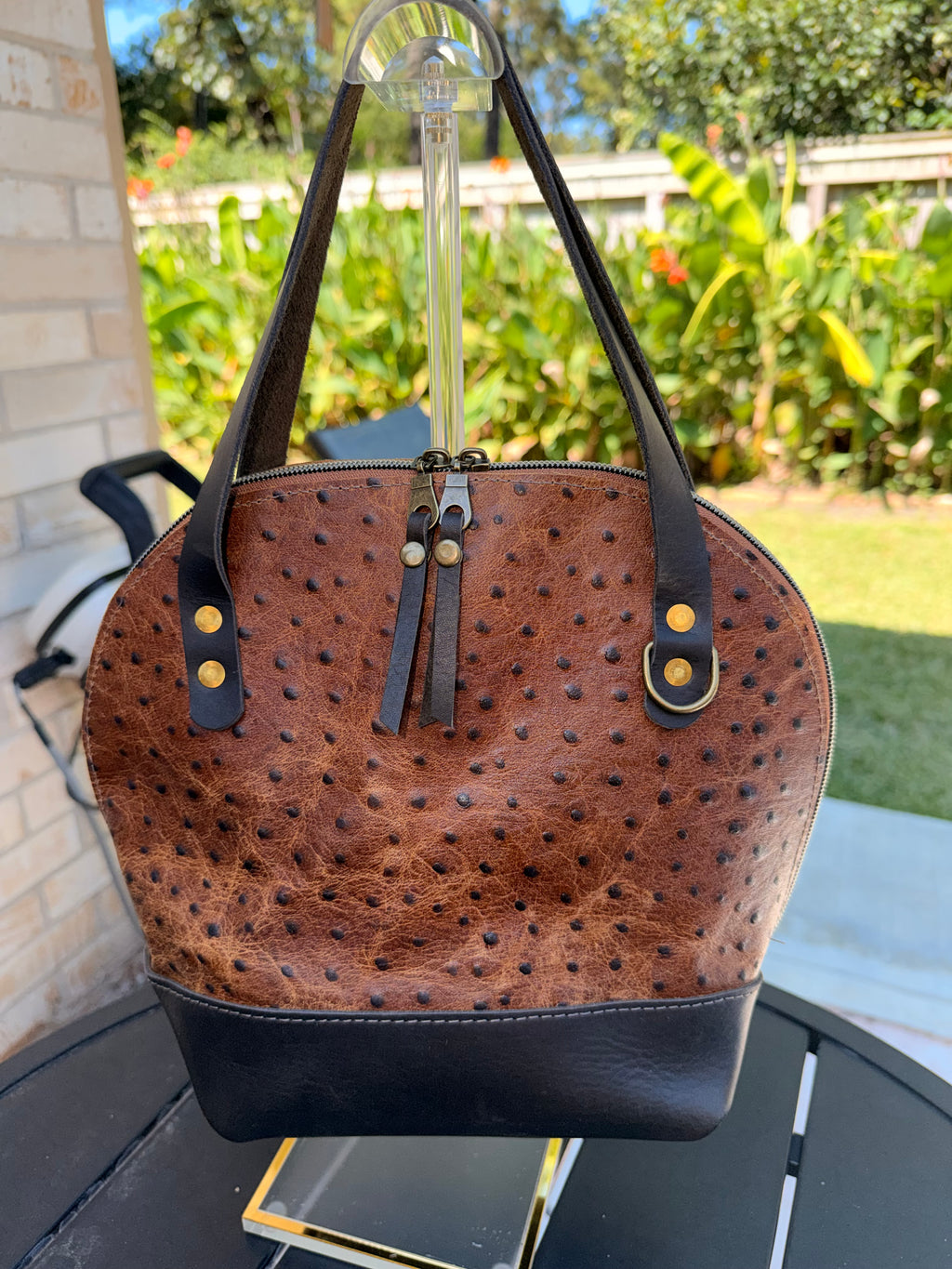 Urban Rustic Handmade – Ostrich-Embossed Bowler Bag