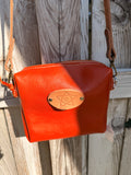 Urban Rustic Handmade Vibrant Orange Leather Crossbody Bag