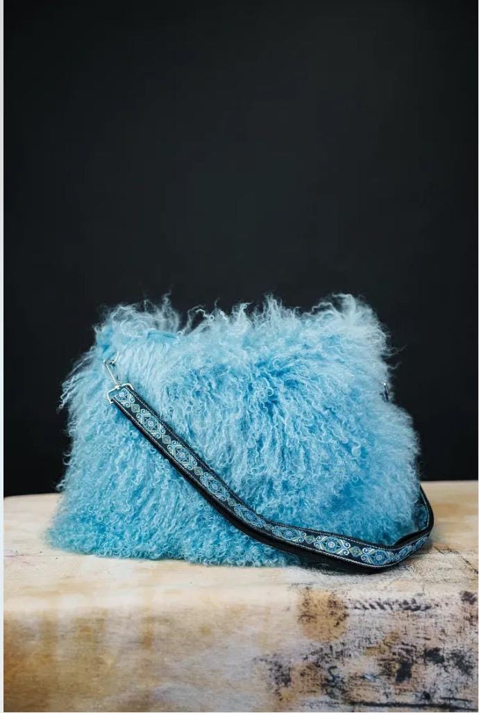 Handmade in Texas Mongolian Lamb Shoulder Bag