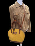 Yellow Bison Leather Houston Bag – Textured Retro Bowler Style – Urban Rustic Handmade