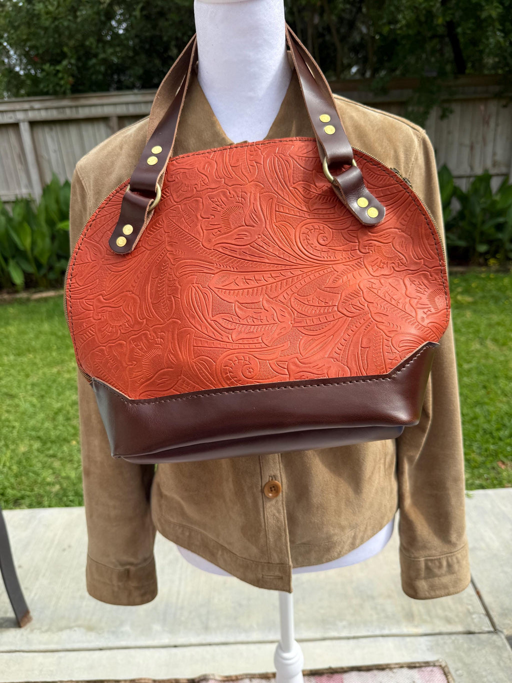 The Houston bag in in embossed Orange
