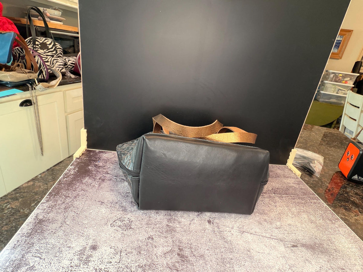 Urban Rustic HandmadeBlack & Brown embossed leather Houston Bowler Bag