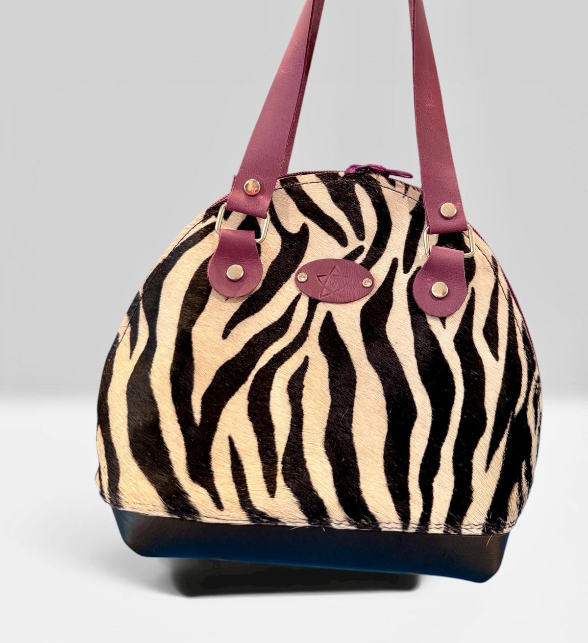 Zebra print Hair on Hide Mini Houston Bowler Bag