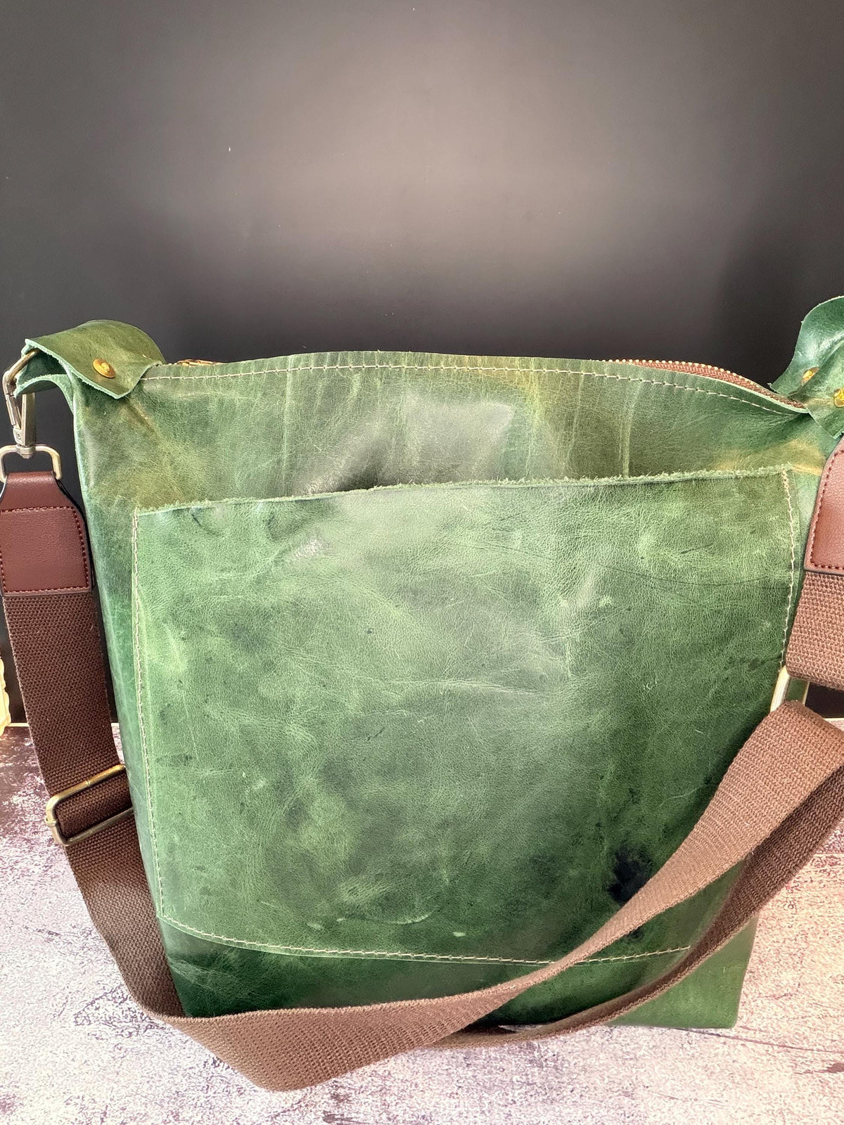Supple Green Leather shoulder bag