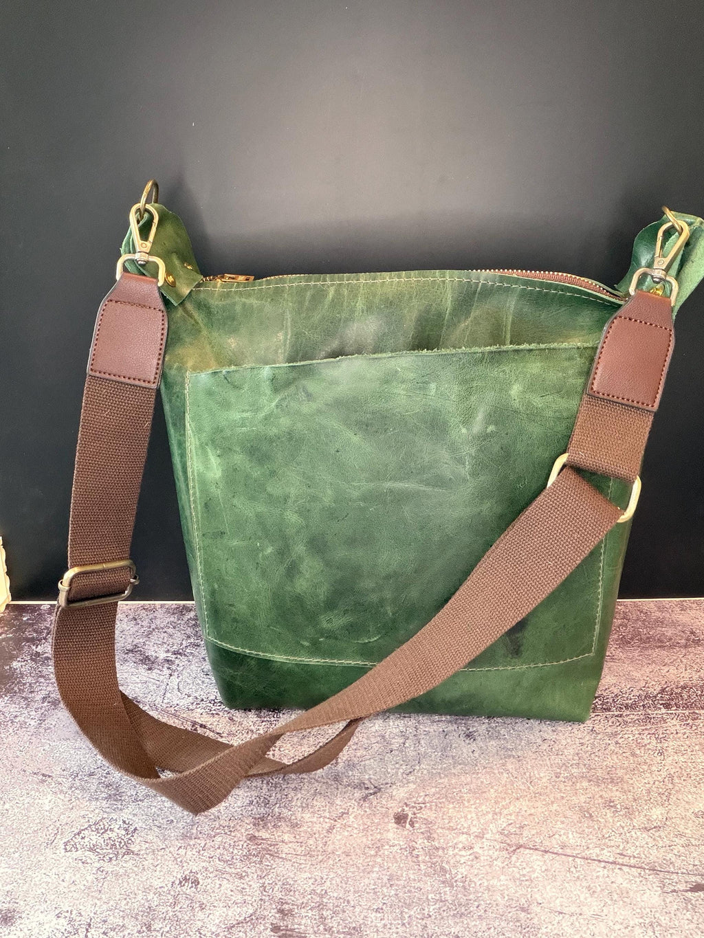 Supple Green Leather shoulder bag
